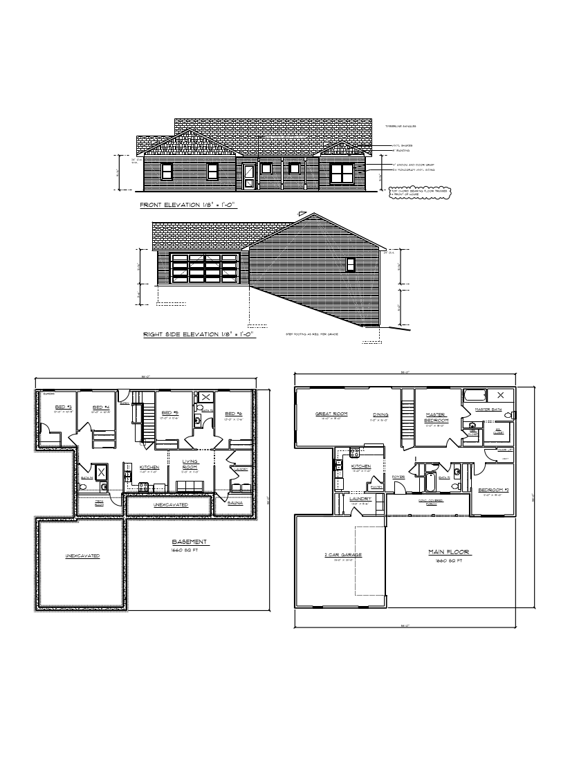One level full basement home design blueprint by Billman Construction